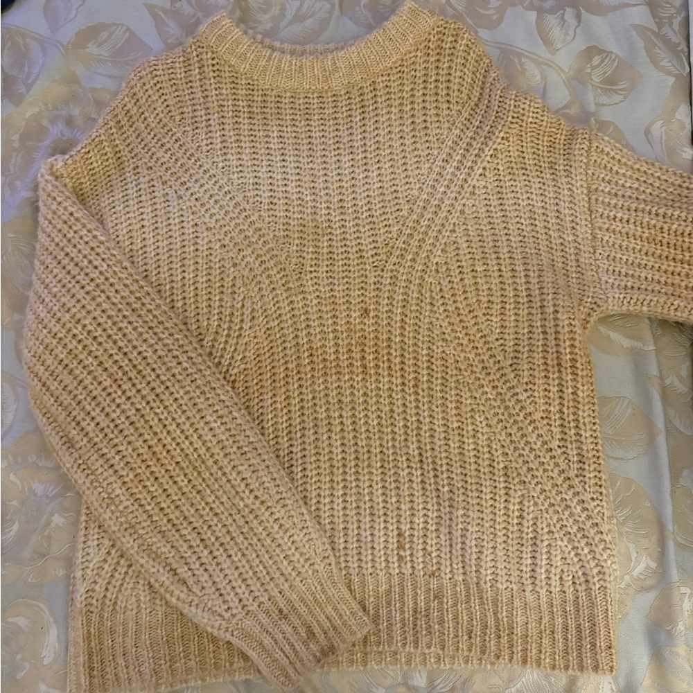 Target Cream Crew Neck Sweater with Textured Knit